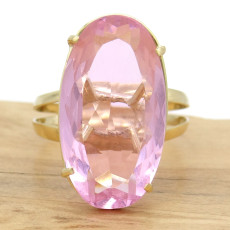 Anel com Rose de France Oval, em Ouro Amarelo 18 Kilates